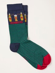 FatFace Navy Reinbeer Socks - Image 1 of 2