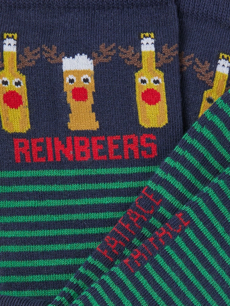 FatFace Navy Reinbeer Socks - Image 2 of 2