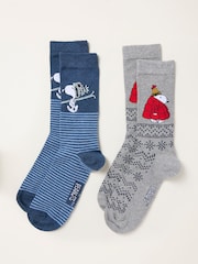 FatFace Navy 2 Pairs of Mens Snoopy Socks - Image 2 of 3