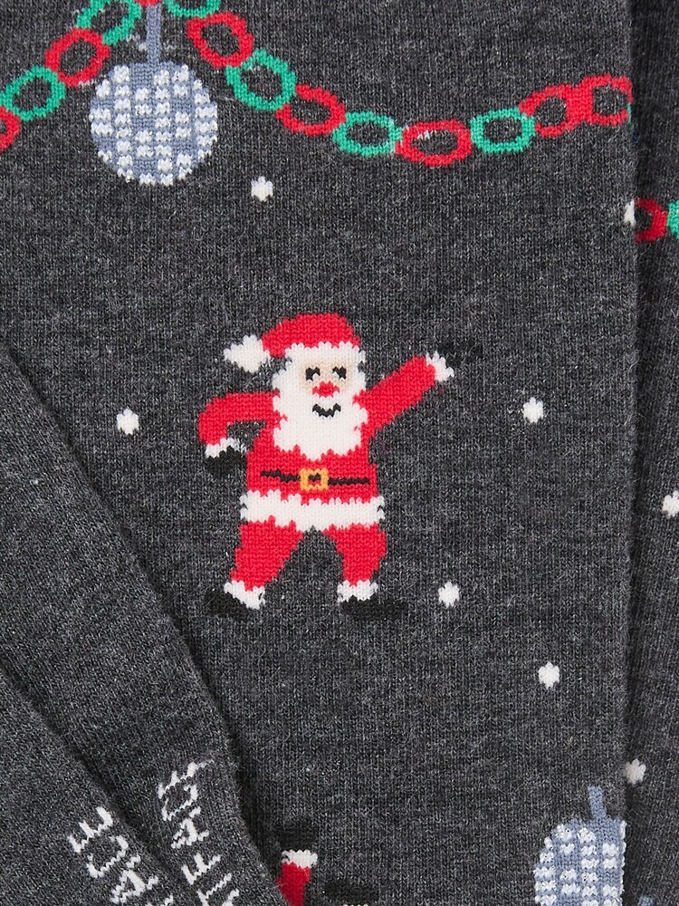 FatFace Charcoal Grey Disco Santa Socks - Image 2 of 2 FatFace Charcoal Grey Disco Santa Socks - Image 2 of 2