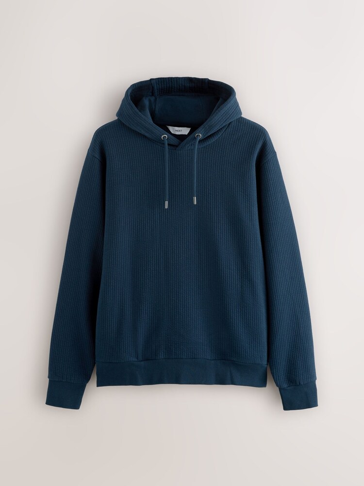 Navy Blue Linear Texture Hoodie - Image 1 of 3 Navy Blue Linear Texture Hoodie - Image 1 of 3
