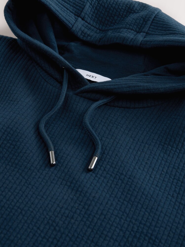 Navy Blue Linear Texture Hoodie - Image 2 of 3