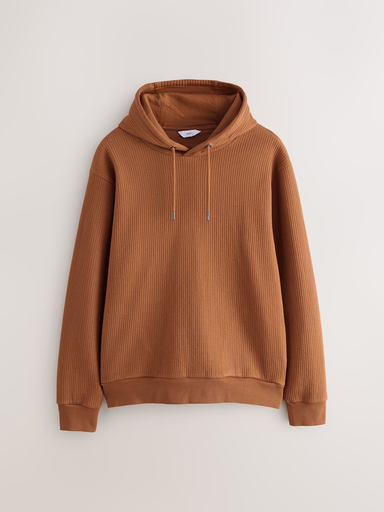 Chestnut Brown Linear Texture Hoodie - Image 1 of 3 Chestnut Brown Linear Texture Hoodie - Image 1 of 3