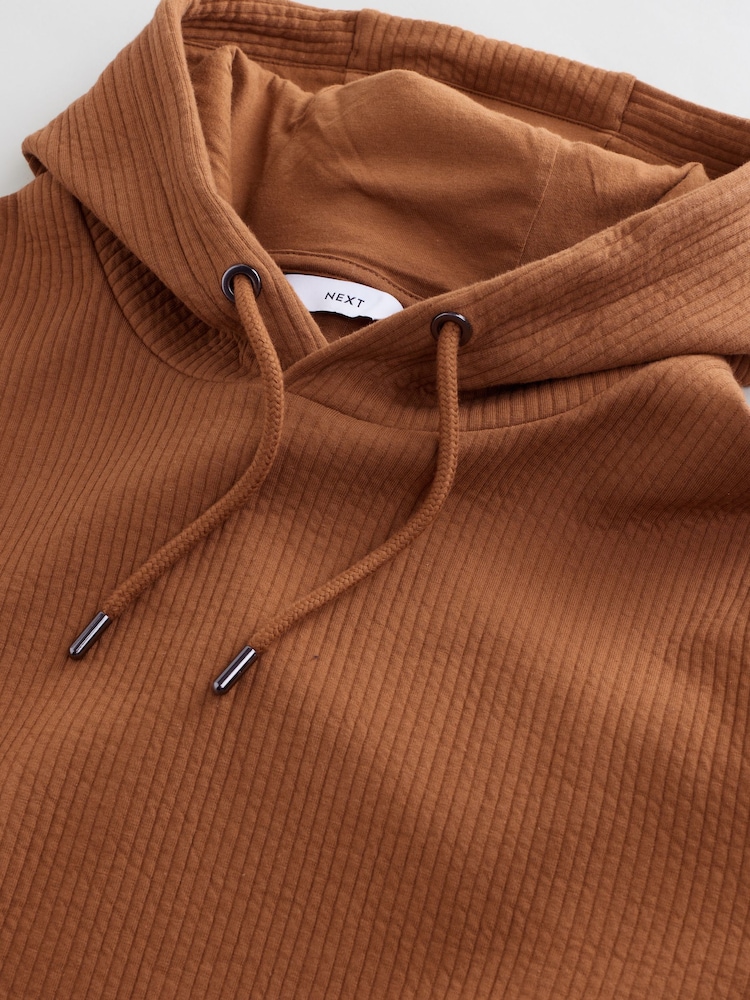 Chestnut Brown Linear Texture Hoodie - Image 2 of 3 Chestnut Brown Linear Texture Hoodie - Image 2 of 3