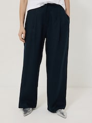 Jigsaw Blue 100% Linen Drawstring Trousers - Image 1 of 6