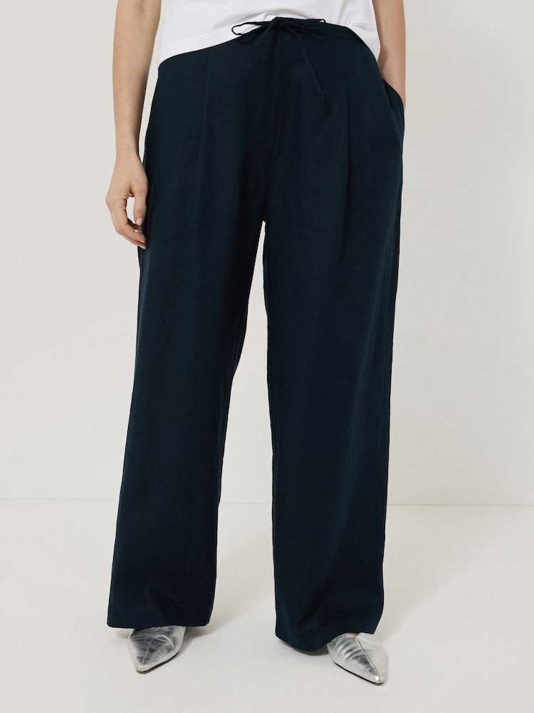 Jigsaw Blue 100% Linen Drawstring Trousers - Image 1 of 6