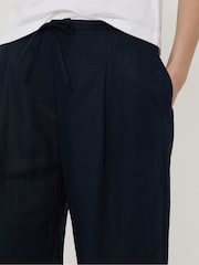 Jigsaw Blue 100% Linen Drawstring Trousers - Image 3 of 6