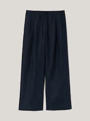 Jigsaw Blue 100% Linen Drawstring Trousers - Image 6 of 6