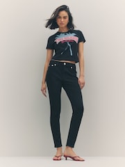 True Religion 2SB Black Rinse Jennie Mid Rise Curvy Skinny Jeans - Image 1 of 6