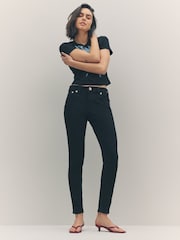 True Religion 2SB Black Rinse Jennie Mid Rise Curvy Skinny Jeans - Image 5 of 6