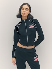 True Religion Jet Black True Sporty Shrunken Track Jacket - Image 1 of 5