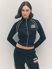 True Religion Jet Black True Sporty Shrunken Track Jacket - Image 2 of 5
