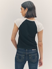 True Religion Coal/Winter White Baby Raglan Short Sleeve T-Shirt - Image 5 of 6