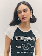 True Religion Coal/Winter White Baby Raglan Short Sleeve T-Shirt - Image 6 of 6