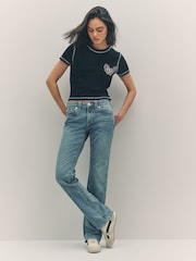 True Religion Jet Black Baby Contrast Stitch Wing Short Sleeve T-Shirt - Image 2 of 5