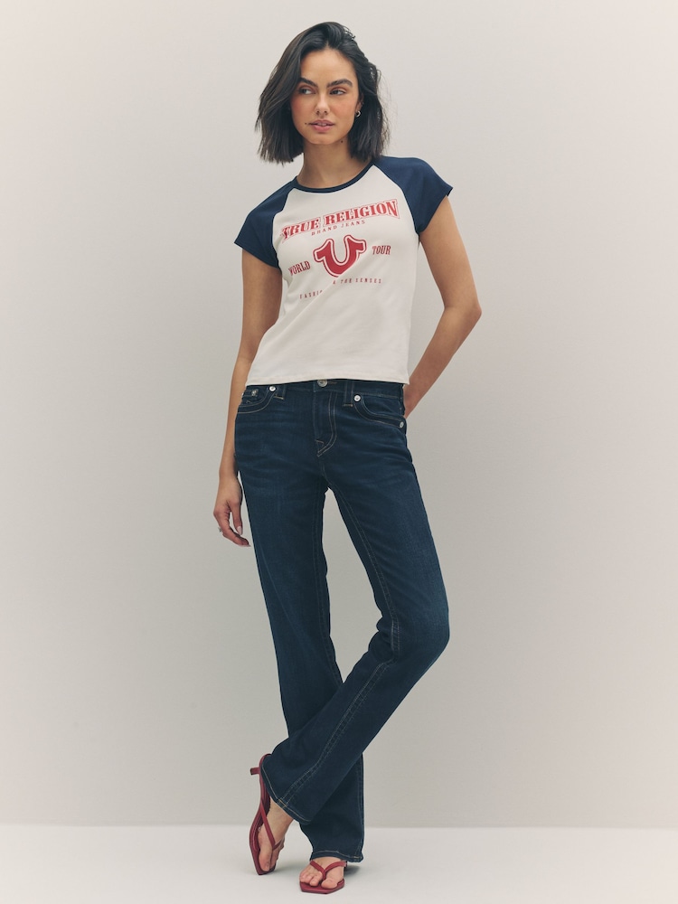 True Religion Winter White/Navy Baby Raglan Short Sleeve T-Shirt - Image 2 of 6