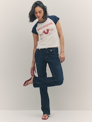 True Religion Winter White/Navy Baby Raglan Short Sleeve T-Shirt - Image 3 of 6