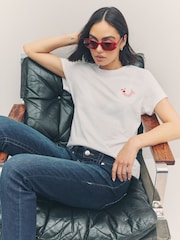True Religion Optic White 100% Cotton Embroidered Horseshoe Short Sleeve Crew T-Shirt - Image 3 of 6