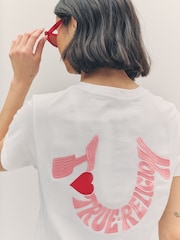 True Religion Optic White 100% Cotton Embroidered Horseshoe Short Sleeve Crew T-Shirt - Image 5 of 6