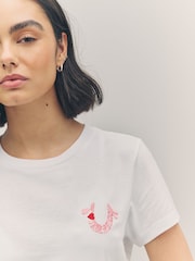 True Religion Optic White 100% Cotton Embroidered Horseshoe Short Sleeve Crew T-Shirt - Image 6 of 6