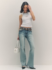 True Religion Optic White Mesh Horseshoe Racer Tank - Image 3 of 6