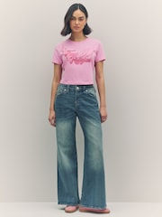 True Religion Prism Pink Crystal Wing Short Sleeve Baby T-Shirt - Image 2 of 6
