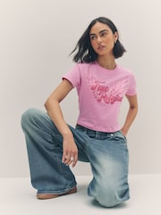 True Religion Prism Pink Crystal Wing Short Sleeve Baby T-Shirt - Image 4 of 6