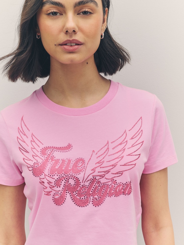True Religion Prism Pink Crystal Wing Short Sleeve Baby T-Shirt - Image 6 of 6