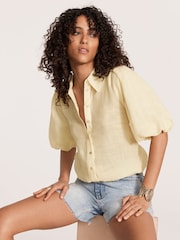 Mint Velvet Yellow Puff Sleeve Shirt - Image 2 of 8