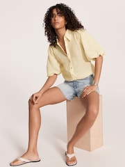 Mint Velvet Yellow Puff Sleeve Shirt - Image 3 of 8