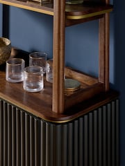 Clarke and Clarke Ribbed Black Mango Wood Calisto Shelving Unit - Image 3 of 4