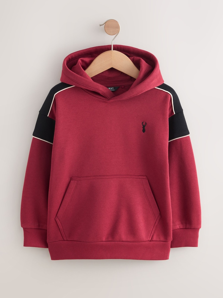 Red Colourblock Hoodie (3-16yrs) - Image 1 of 4 Red Colourblock Hoodie (3-16yrs) - Image 1 of 4