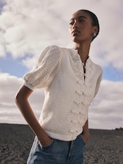 Mint Velvet White Blend Knit Top - Image 1 of 8