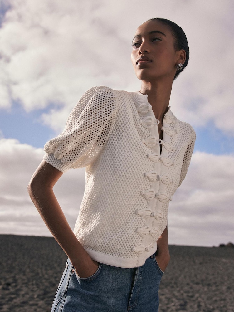 Mint Velvet White Blend Knit Top - Image 1 of 8