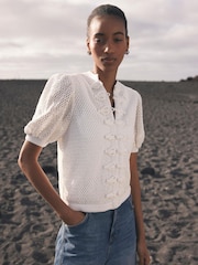 Mint Velvet White Blend Knit Top - Image 5 of 8