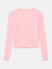 Mint Velvet Pink Scallop Trim Ribbed Cardigan - Image 7 of 7
