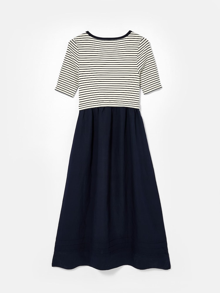 Mint Velvet Navy Striped Woven Mix Midi Dress - Image 8 of 8