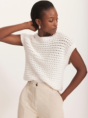 Mint Velvet White Sequin Knit Top - Image 1 of 8