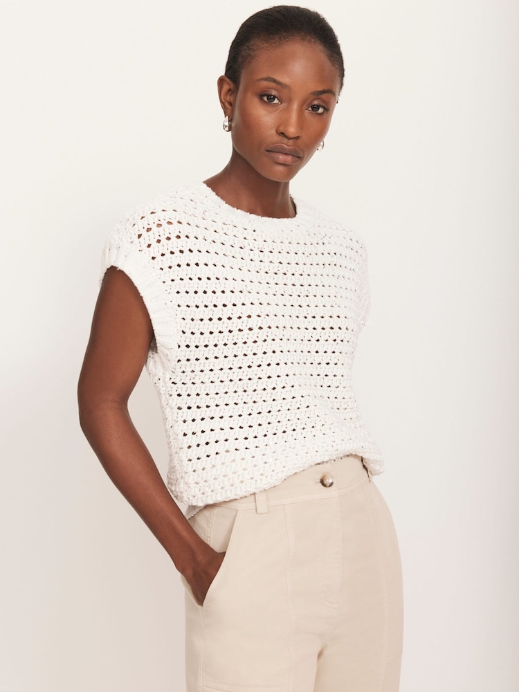 Mint Velvet White Sequin Knit Top - Image 2 of 8 Mint Velvet White Sequin Knit Top - Image 2 of 8