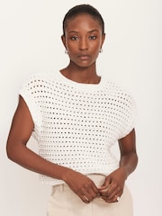 Mint Velvet White Sequin Knit Top - Image 5 of 8