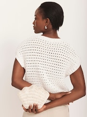 Mint Velvet White Sequin Knit Top - Image 6 of 8