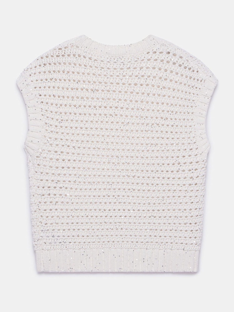 Mint Velvet White Sequin Knit Top - Image 8 of 8
