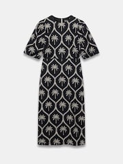 Mint Velvet Black Palm Print 100% Cotton Midi Dress - Image 7 of 8
