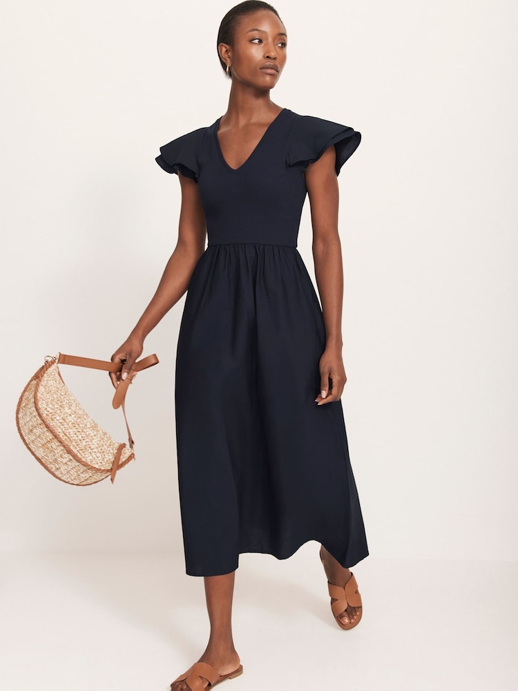 Mint Velvet Navy Jersey Midi Dress - Image 2 of 8