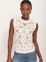 Mint Velvet Cream Crochet Top - Image 1 of 9