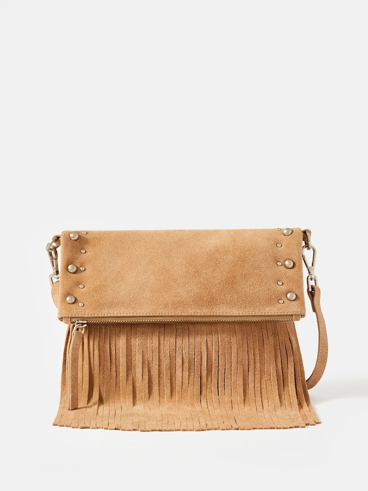 Mint Velvet Cream Fran Fringe Cross-Body Bag - Image 1 of 4