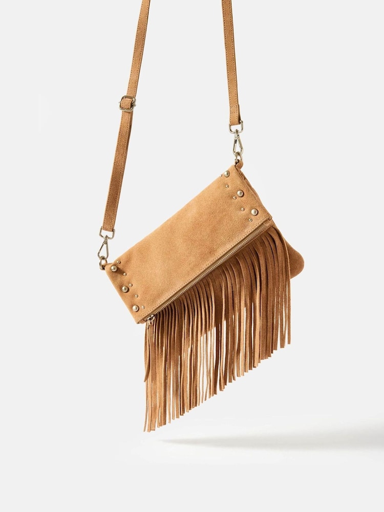 Mint Velvet Cream Fran Fringe Cross-Body Bag - Image 2 of 4