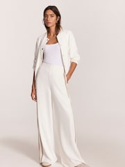 Mint Velvet White Textured Bomber Jacket - Image 2 of 7