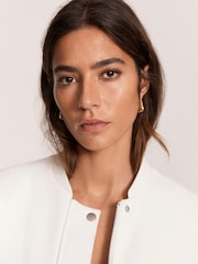 Mint Velvet White Textured Bomber Jacket - Image 4 of 7