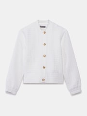 Mint Velvet White Textured Bomber Jacket - Image 6 of 7